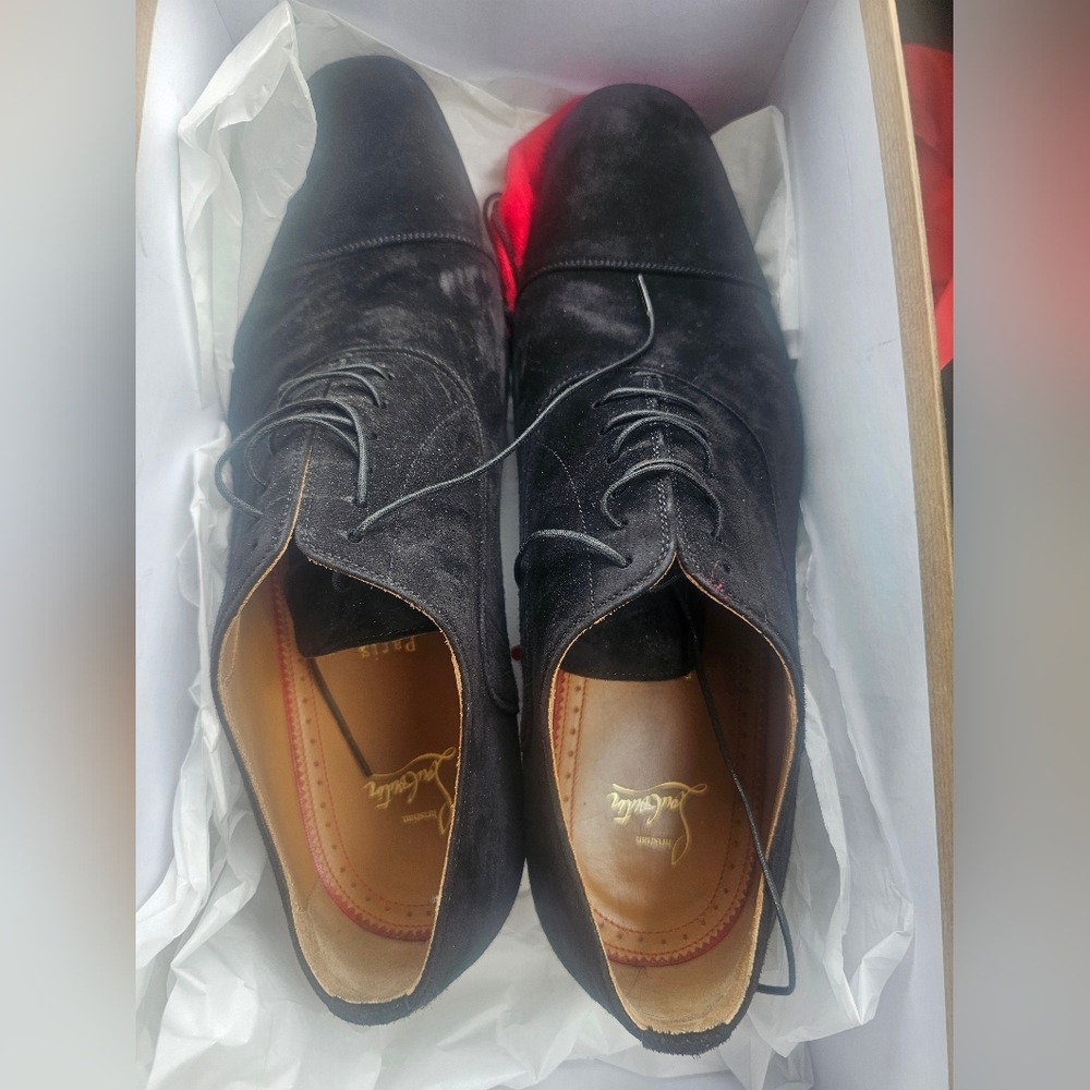 Christian Louboutin Black Suede Oxfords